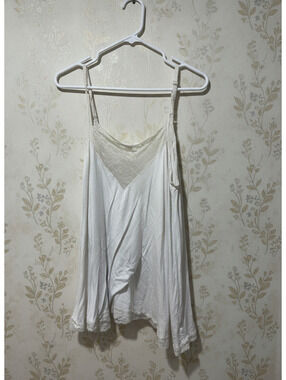 Pol Ivory Lace Trim Handkerchief Hem Cami Tunic Top Boho Cottagecore